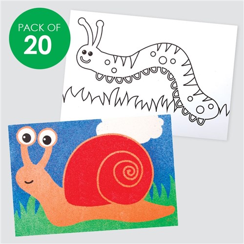 Minibeasts Sand Art Sheets - Pack of 20