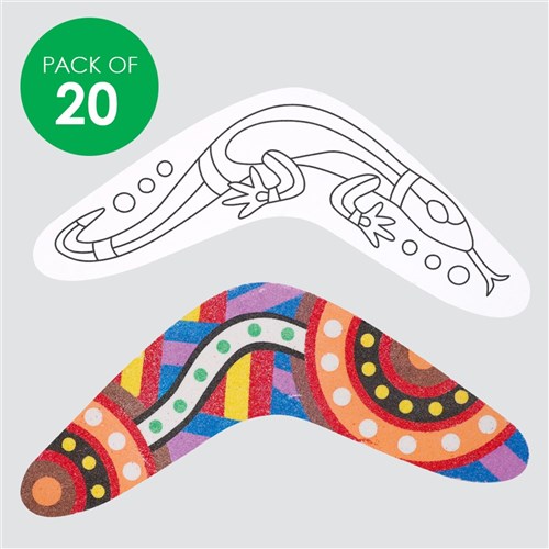 Indigenous Designed Boomerang Sand Art Shapes - Pack of 20