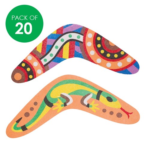Indigenous Designed Boomerang Sand Art Shapes - Pack of 20