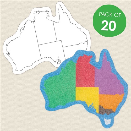 Australian Map Sand Art Shapes - Pack of 20