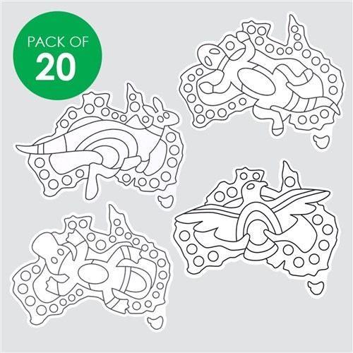 Indigenous Designed Australian Map Sand Art Shapes - Pack of 20