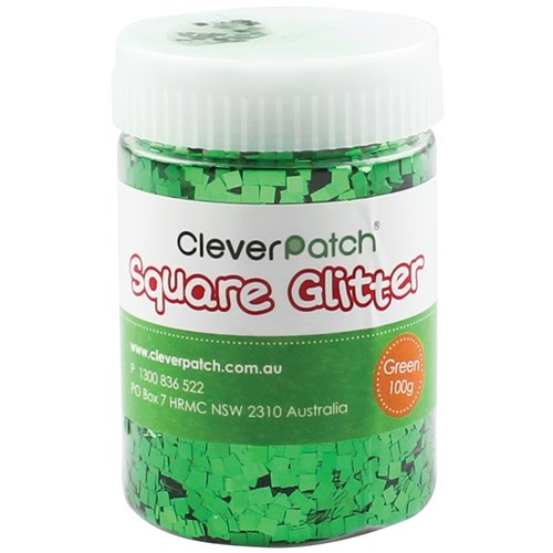 CleverPatch Square Glitter - Green - 100g Shaker Tub