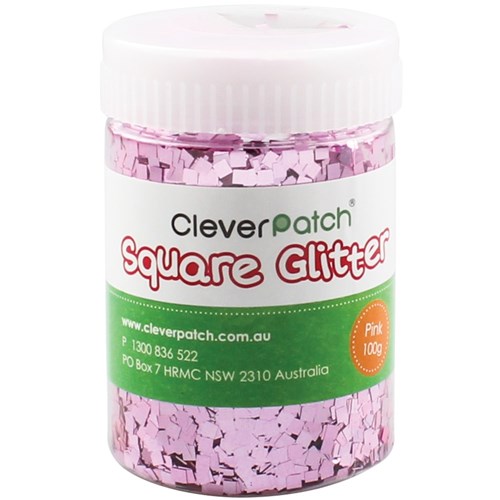 CleverPatch Square Glitter - Pink - 100g Shaker Tub