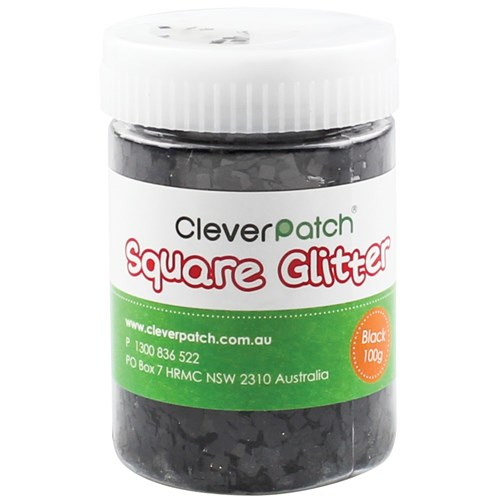 CleverPatch Square Glitter - Black - 100g Shaker Tub