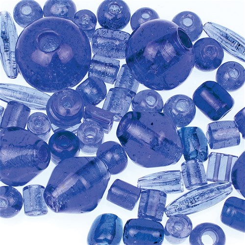 Large Glass Beads - Blue - 500g Pack