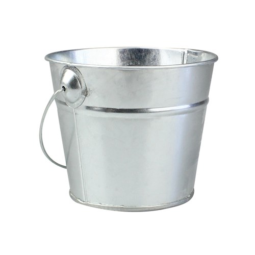 Tin Bucket Medium Silver Gardening CleverPatch Art & Craft