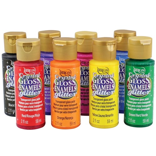 Glitter Glass & Porcelain Paint - 59ml - Set of 8 colours