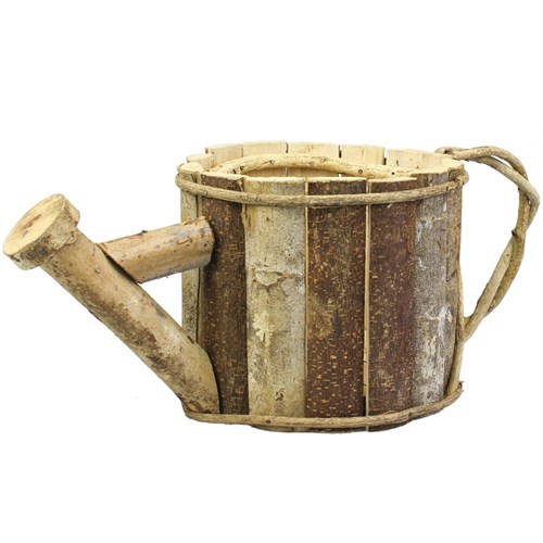 Natural Wooden Watering Can Planter