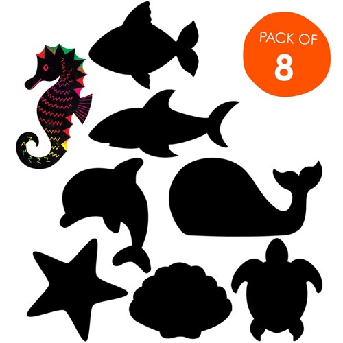 Scratch Board Sea Animals - Pack of 8