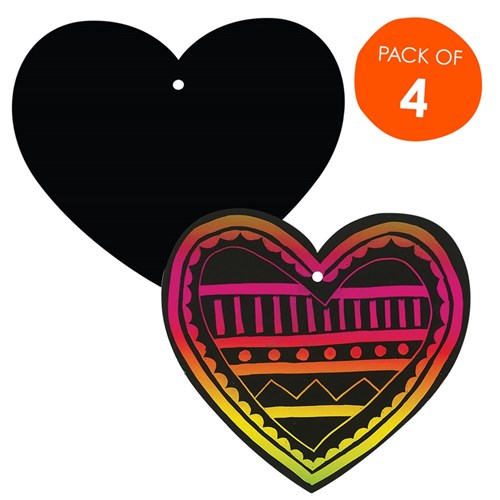 Scratch Board Hearts - Pack of 4