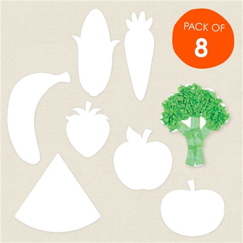 Cardboard Fruit & Vegetables - White - Pack of 8