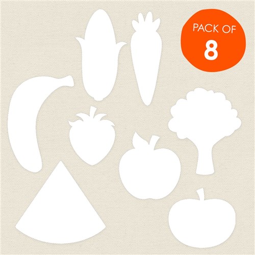 Cardboard Fruit & Vegetables - White - Pack of 8