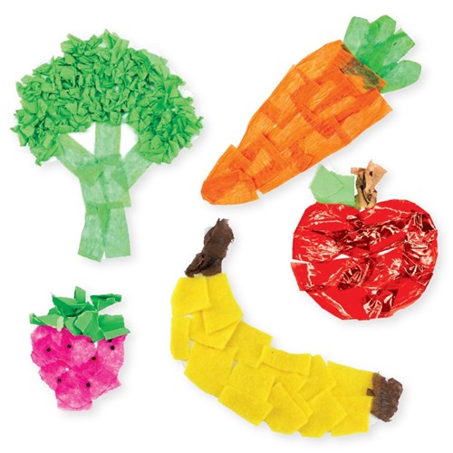 Cardboard Fruit & Vegetables - White - Pack of 8