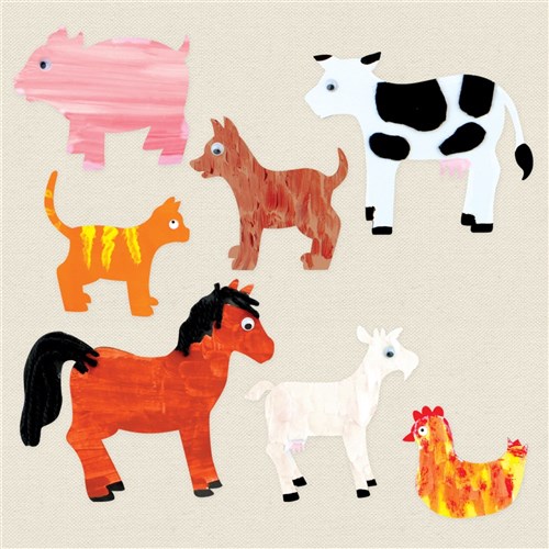 Cardboard Farm Animals - White - Pack of 8
