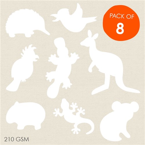 Cardboard Australian Animals - White - Pack of 8