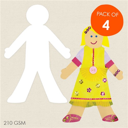Cardboard Dolls - White - Pack of 4
