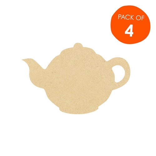 Wooden Teapot Shapes - Pack of 4
