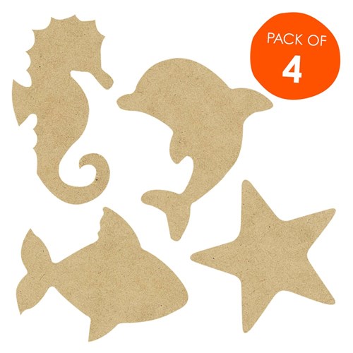 Wooden Sea Animal Shapes - Pack of 4
