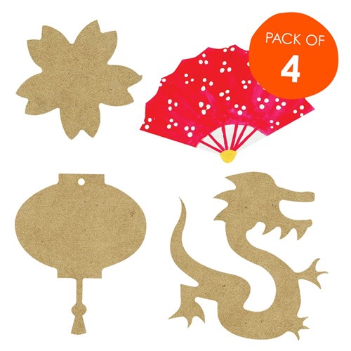Wooden Asian Shapes - Pack of 4