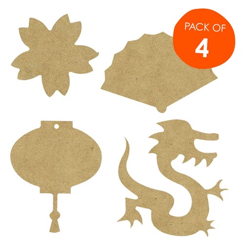 Wooden Asian Shapes - Pack of 4
