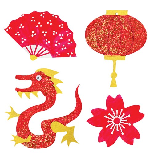 Wooden Asian Shapes - Pack of 4