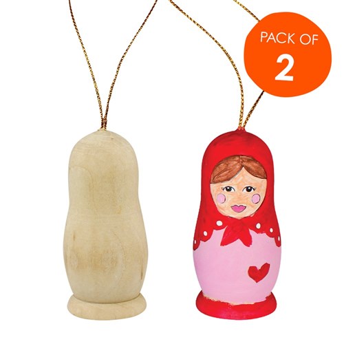 Wooden Babushka Dolls - Pack of 2