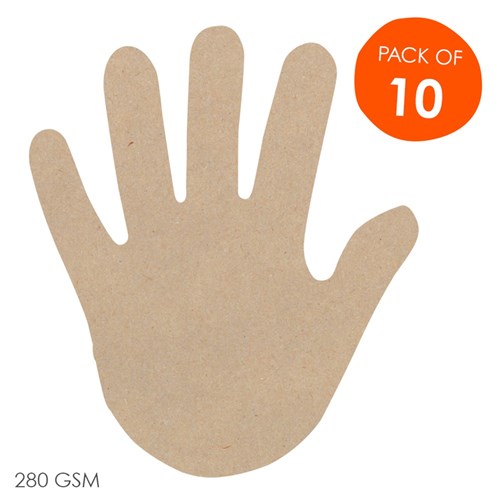 Cardboard Hands Brown Pack of 10 Natural Christmas Craft