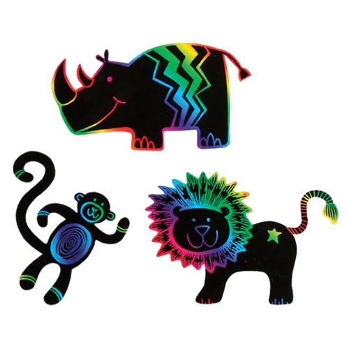 Scratch Board Safari Animals - Pack of 24