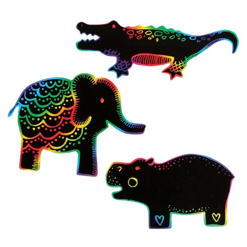 Scratch Board Safari Animals - Pack of 24