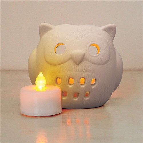 Ceramic Owl LED Tealight Holders - Pack of 4