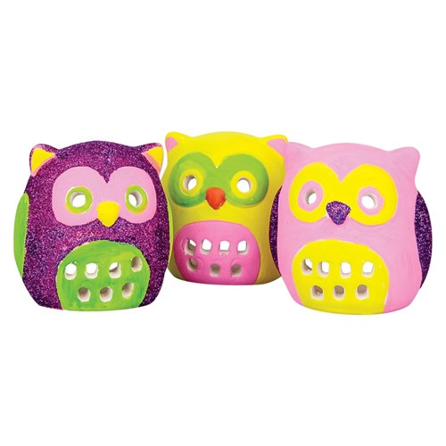Ceramic Owl LED Tealight Holders - Pack of 4