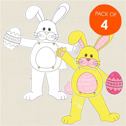 Cardboard Dancing Bunny - White - Pack of 4