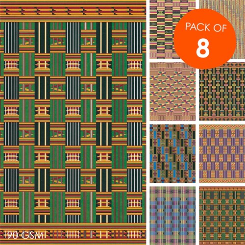 African Textile Craft Paper - Pack of 8