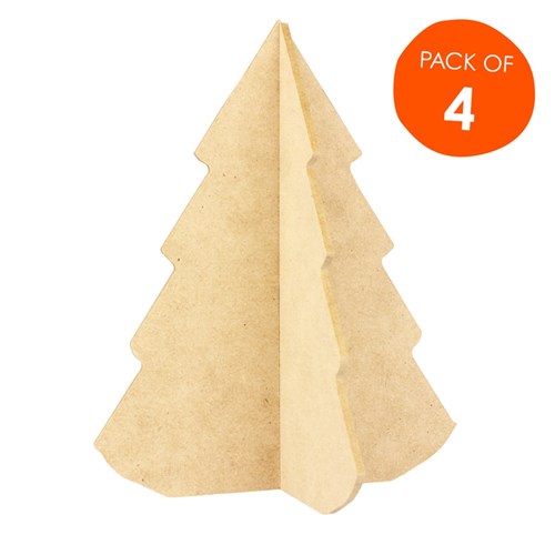 3D Wooden Christmas Trees - Pack of 4