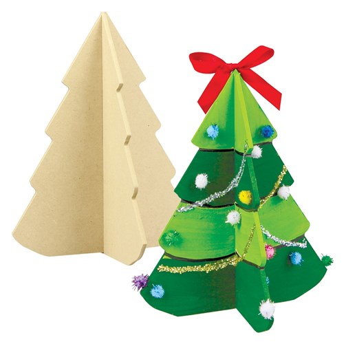 3D Wooden Christmas Trees - Pack of 4