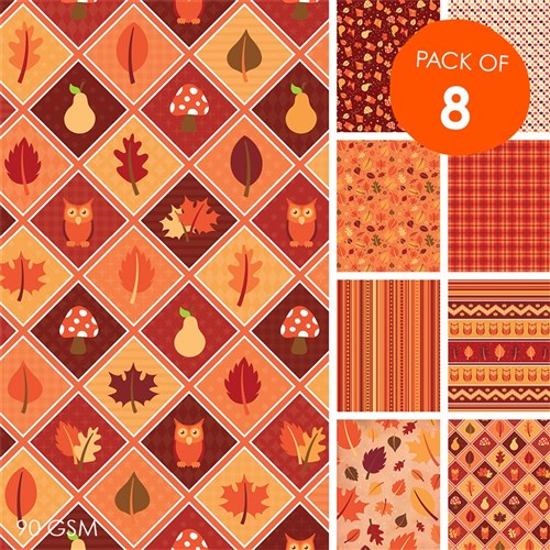 Autumn Craft Paper - Pack of 8