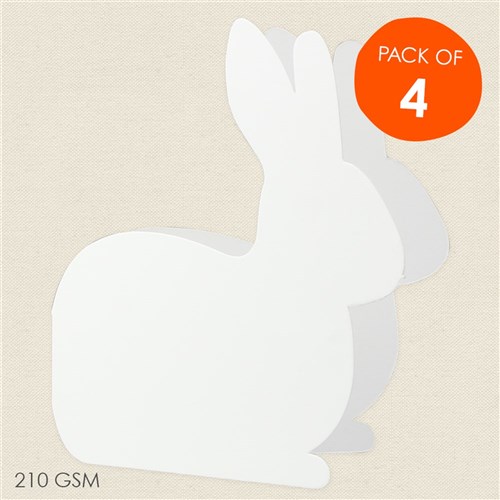 Cardboard Bunny Cards - White - Pack of 4
