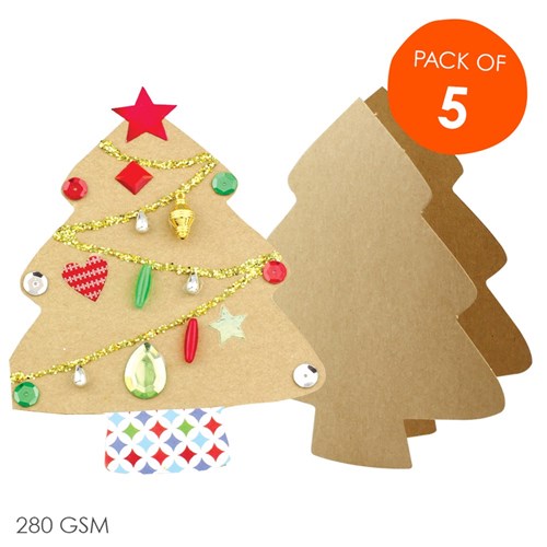 Cardboard Tree Greeting Cards - Brown - Pack of 5