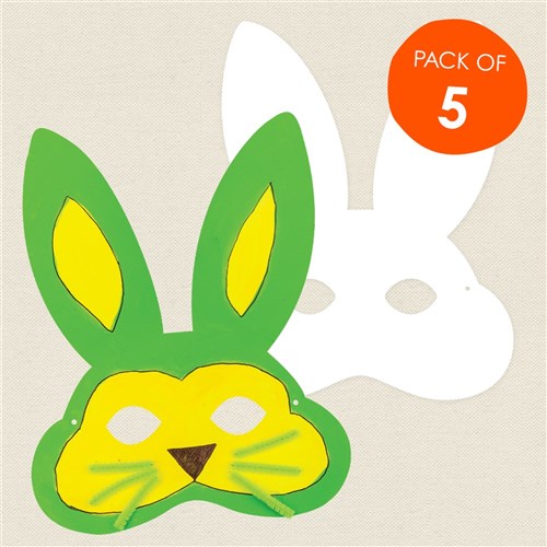 Cardboard Bunny Masks - White - Pack of 5