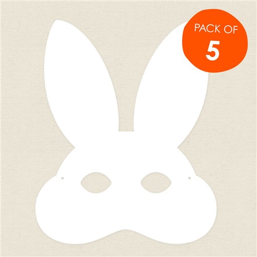 Cardboard Bunny Masks - White - Pack of 5