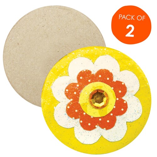 Papier Mache Circle Magnets - Pack of 2