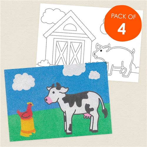 Farm Animals Sand Art Sheets - Pack of 4