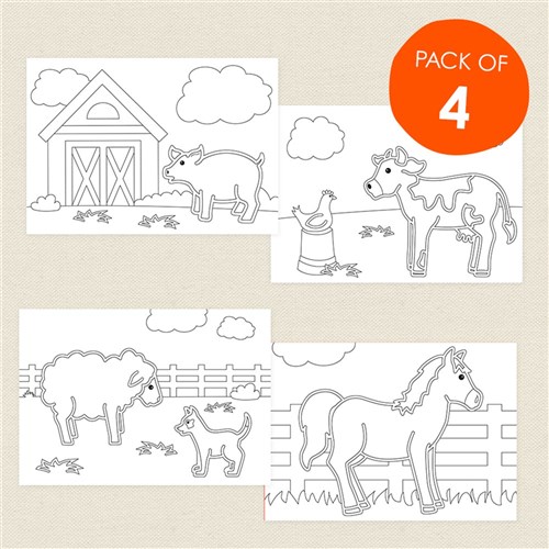 Farm Animals Sand Art Sheets - Pack of 4