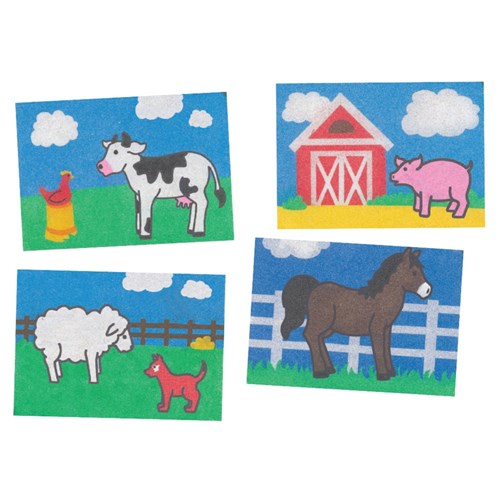 Farm Animals Sand Art Sheets - Pack of 4