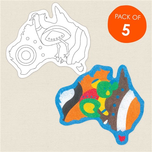 Australian Map Animals Sand Art Shapes - Pack of 5