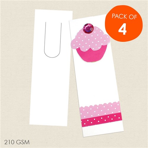 Cardboard Bookmarks - White - Pack of 4