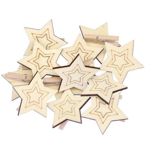 Wooden Star Pegs - Pack of 10