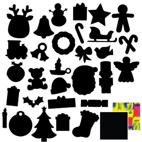 Christmas Scratch Board Stickers - Pack of 30