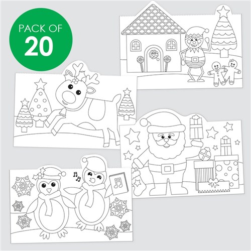 Cardboard Christmas Character Cards - White - Pack of 20