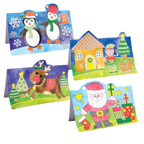 Cardboard Christmas Character Cards - White - Pack of 20